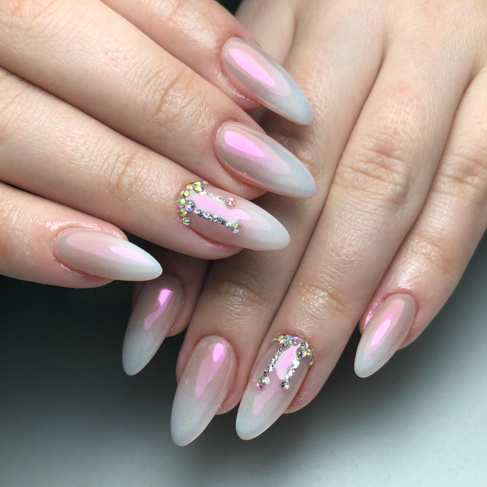 iridescent almond nails
