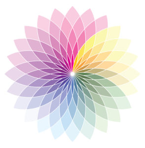 flower shaped color wheel in pastel colors