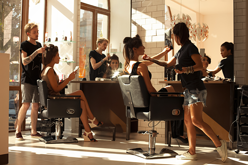 hairstylists working in a salon